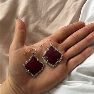 Elegant Silver and Maroon Earrings